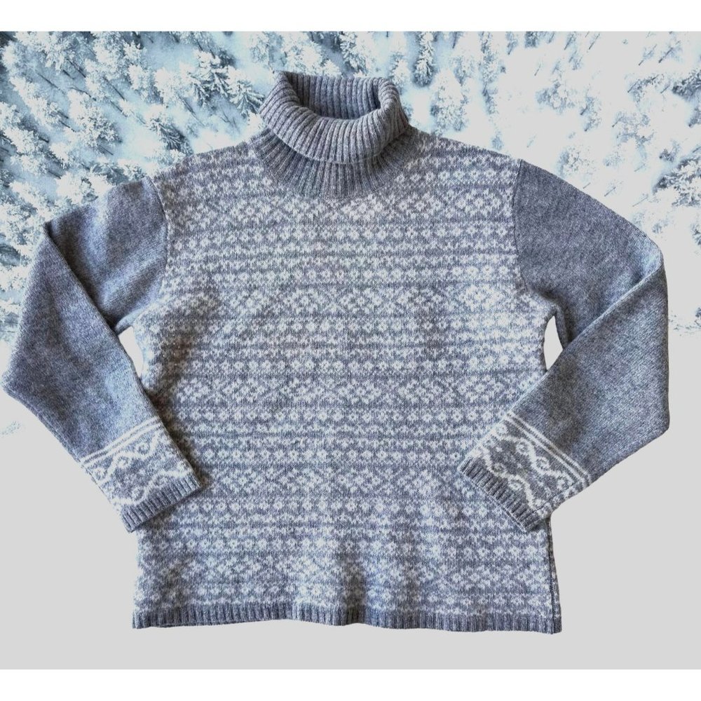 VTG Jillian Jones Turtleneck Sweater Medium Gray Lambswool Angora Snowfl… - Picture 5 of 12